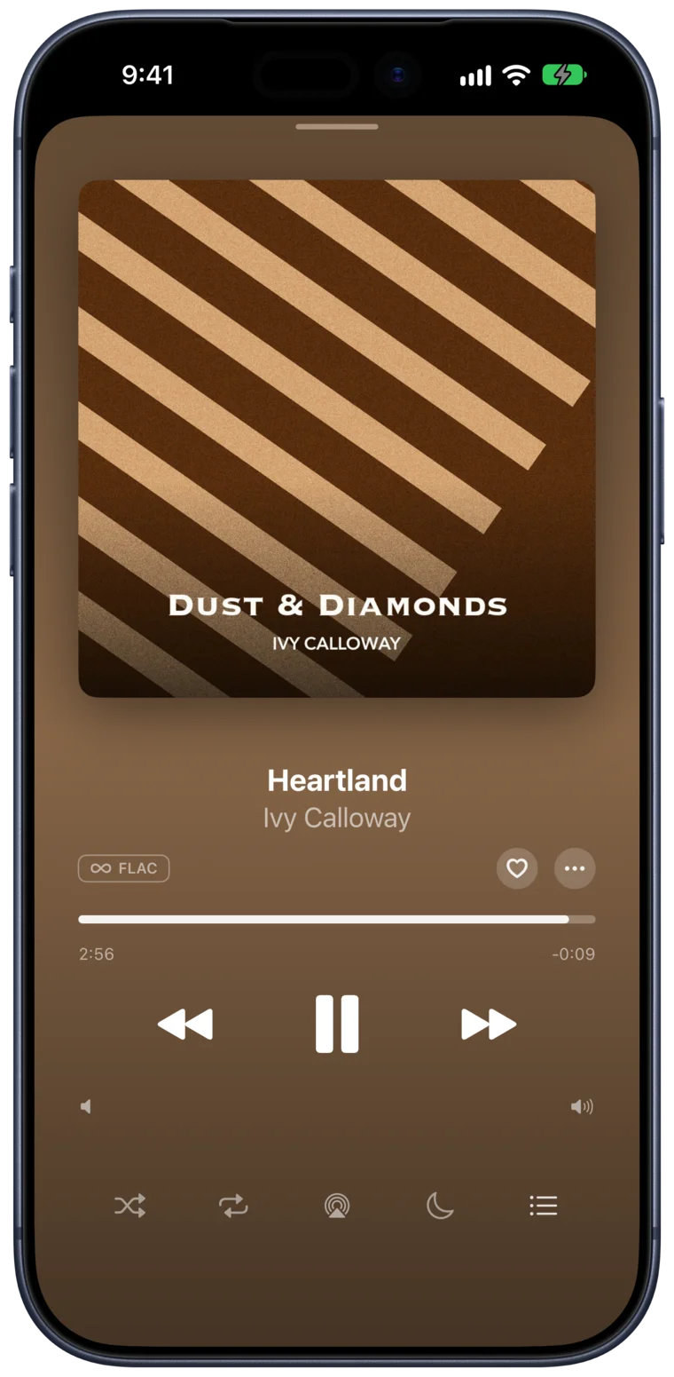 Dromify Now Playing screen on iPhone