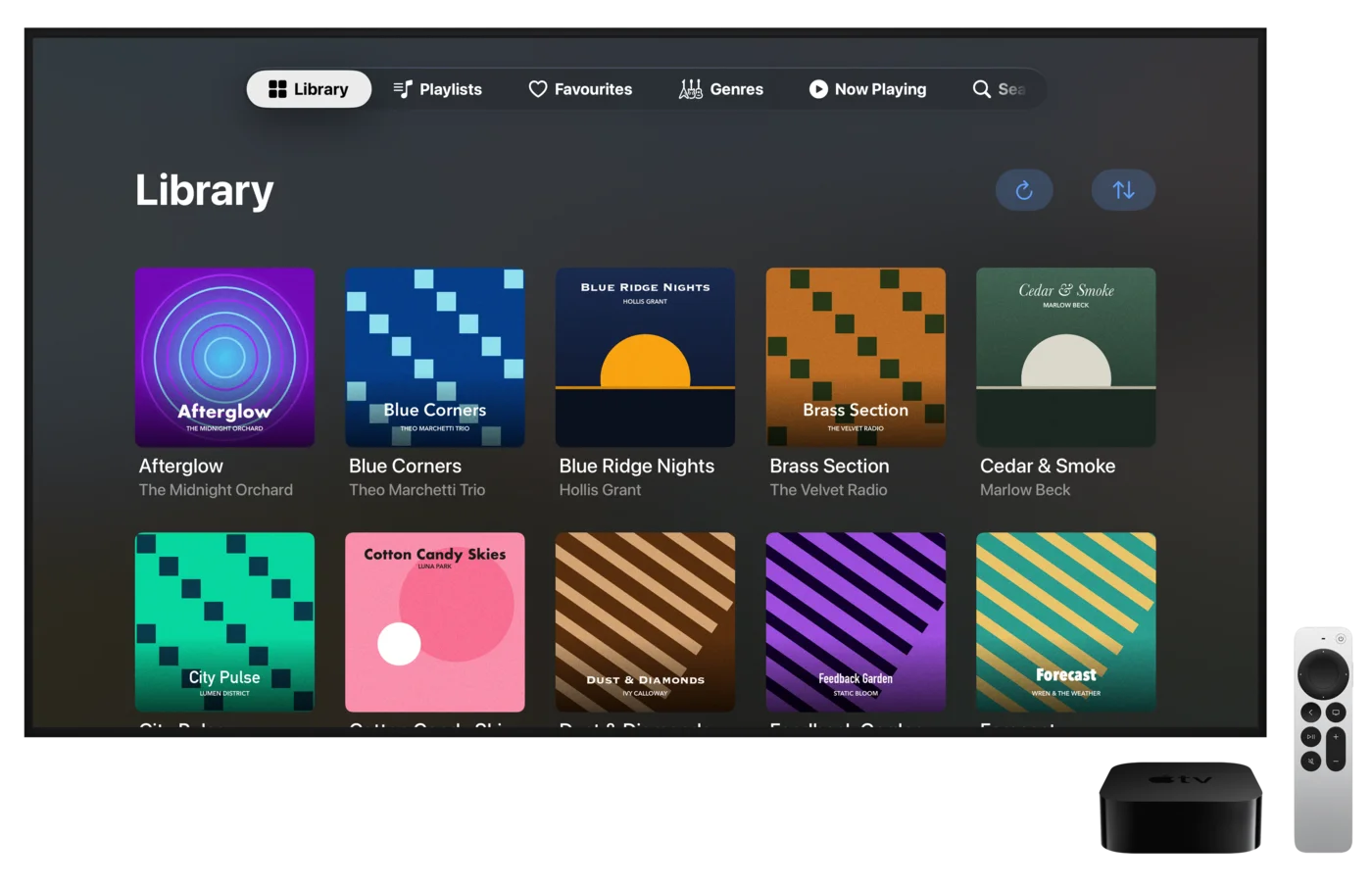 Dromify library on Apple TV