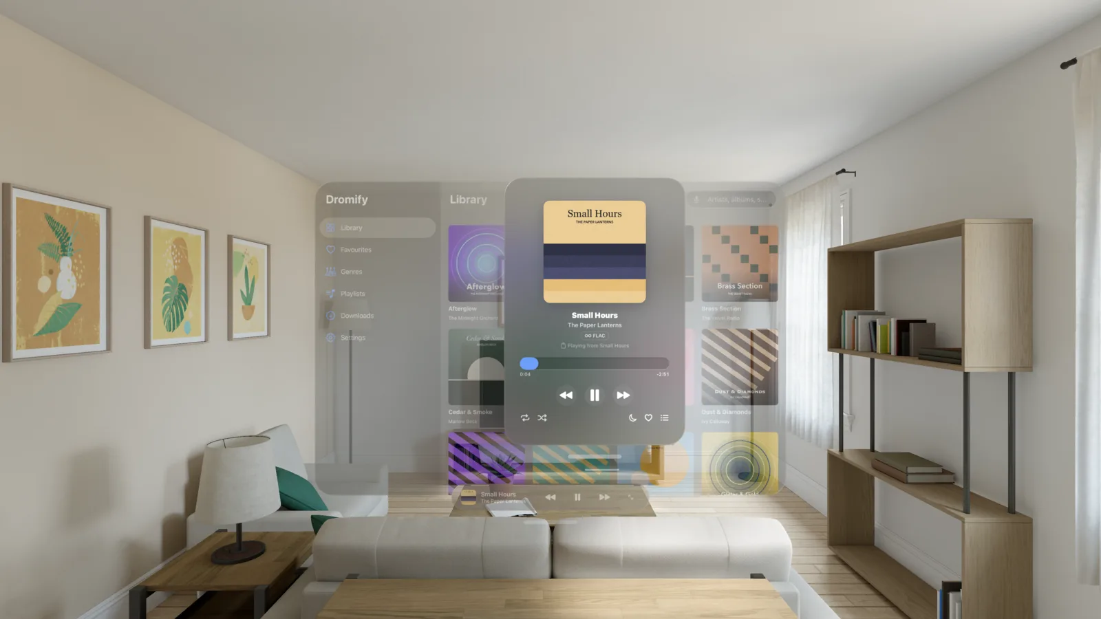 Dromify windows floating in a room on Apple Vision Pro